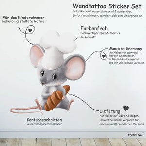 Wandtattoo Küchenmaus Chilly Wandaufkleber Set - Sunnywall - Individualität trifft Design