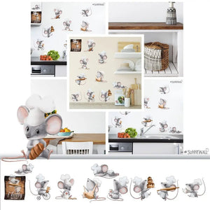 Wandtattoo Küchenmaus Chilly Wandaufkleber Set - Sunnywall - Individualität trifft Design