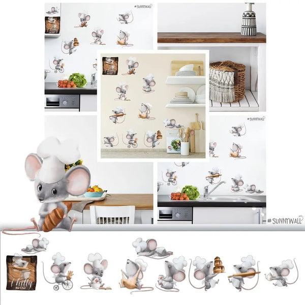 Wandtattoo Küchenmaus Chilly Wandaufkleber Set - Sunnywall - Individualität trifft Design