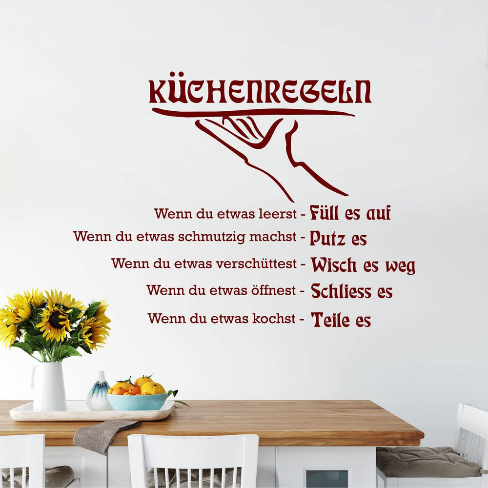 Wandtattoo Kuechenregeln – Witzige Wanddeko für Ihre Küche - Sunnywall - Individualität trifft Design