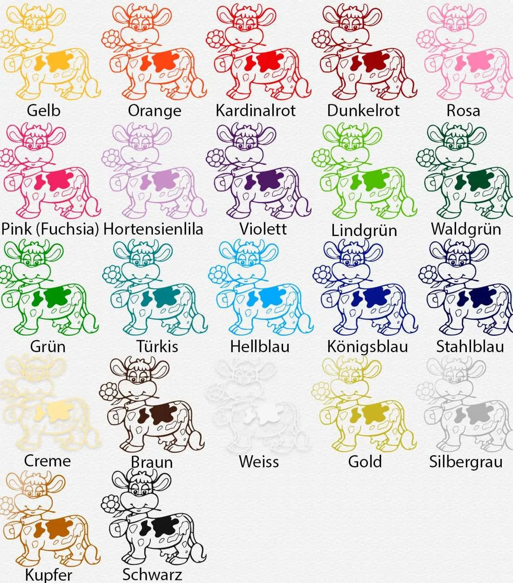 Wandtattoo Kuh Kinderzimmer – Fröhliches Tiermotiv mit Blume im Comic-Stil - Sunnywall - Individualität trifft Design