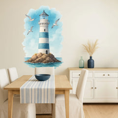 Wandtattoo Leuchtturm Maritim – Buntes Wandbild mit Möwen & Meerblick für Wohnzimmer, Schlafzimmer & Küsten-Deko - Sunnywall - Individualität trifft Design