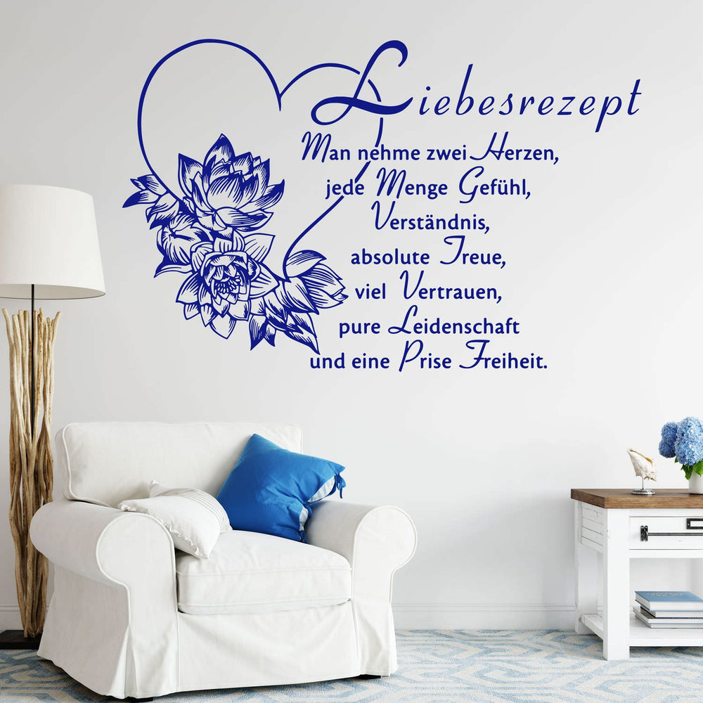 Wandtattoo Liebesrezept – Romantischer Spruch mit Herz und Gefühl - Sunnywall - Individualität trifft Design