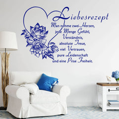 Wandtattoo Liebesrezept – Romantischer Spruch mit Herz und Gefühl - Sunnywall - Individualität trifft Design