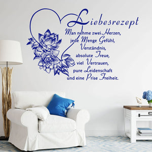 Wandtattoo Liebesrezept – Romantischer Spruch mit Herz und Gefühl - Sunnywall - Individualität trifft Design