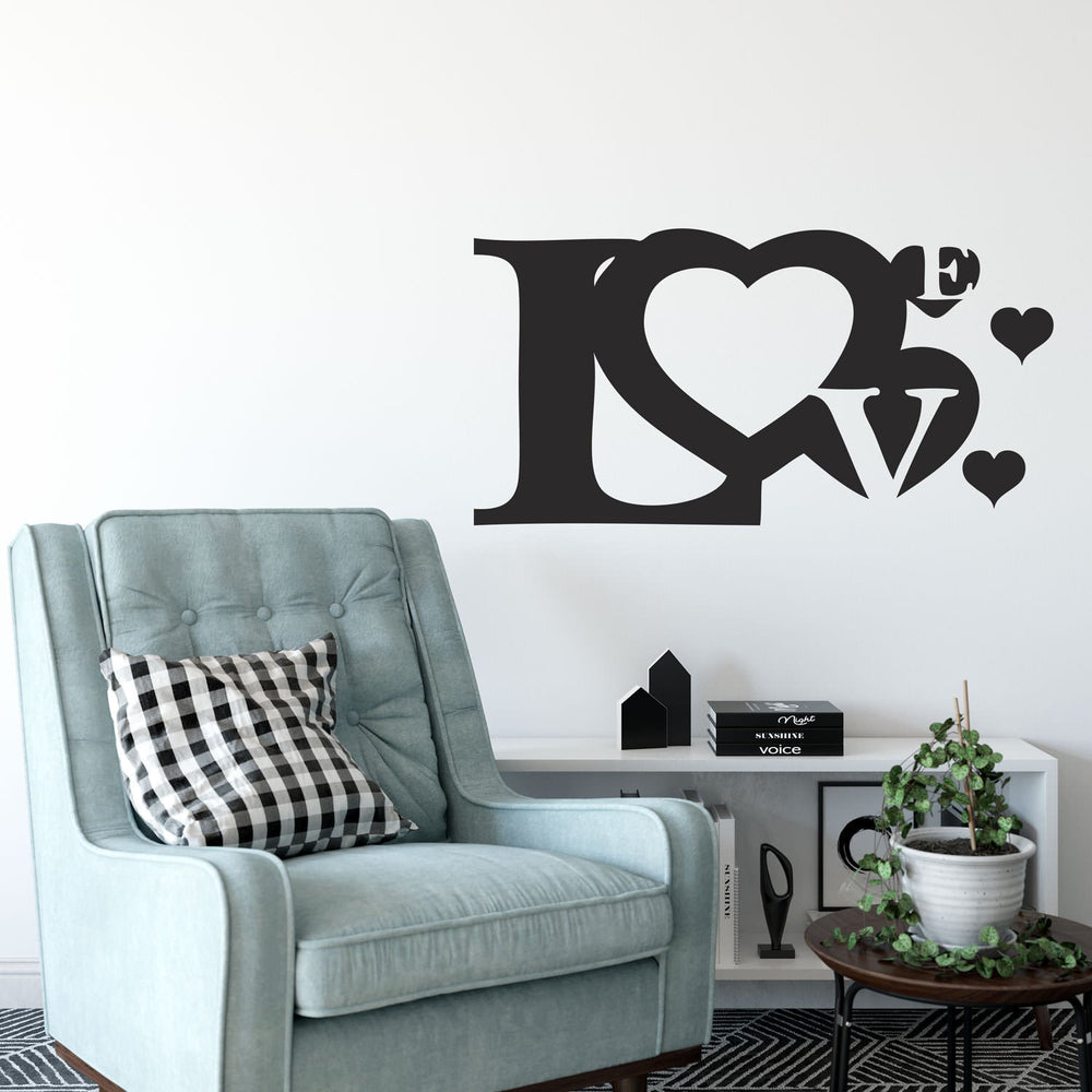 Wandtattoo LOVE Schriftzug mit Herz Typografie Deko für Wohnzimmer & Bookish Style - Sunnywall - Individualität trifft Design