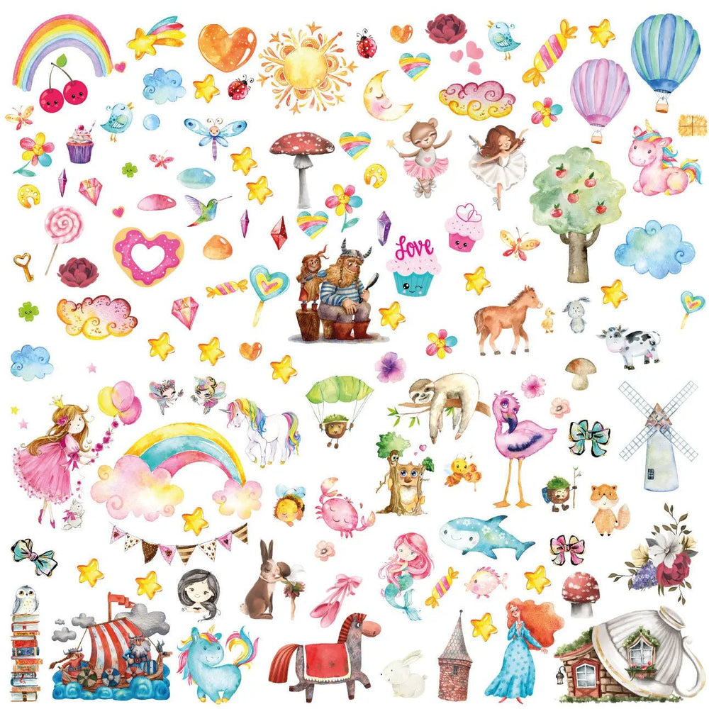 Wandtattoo Mädchen Kinderzimmer – bunter Mix aus Spielzeug, Tieren & Herzmotiven - Sunnywall - Individualität trifft Design
