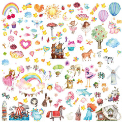 Wandtattoo Mädchen Kinderzimmer – bunter Mix aus Spielzeug, Tieren & Herzmotiven - Sunnywall - Individualität trifft Design