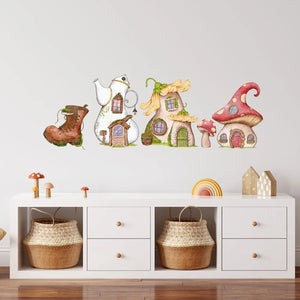 Wandtattoo Mäuse Häuser – Pilz, Stiefel & Teekanne – Wandaufkleber für Kinderzimmer & Babyzimmer - Sunnywall - Individualität trifft Design