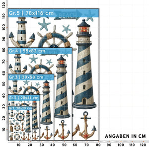 Wandtattoo Maritim Set – Leuchtturm, Anker, Möwen & Seesterne als maritime Wanddeko - Sunnywall - Individualität trifft Design