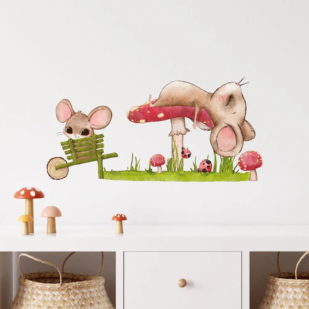 Wandtattoo Maus Pilz – Kinderzimmer Wandaufkleber – Sunnywall Sticker Set - Sunnywall - Individualität trifft Design