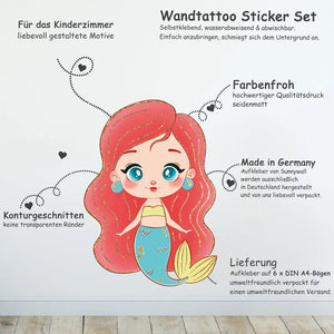 Wandtattoo Meerjungfrau Kinderzimmer – Unterwasserwelt Sticker Set für Mädchenzimmer - Sunnywall - Individualität trifft Design