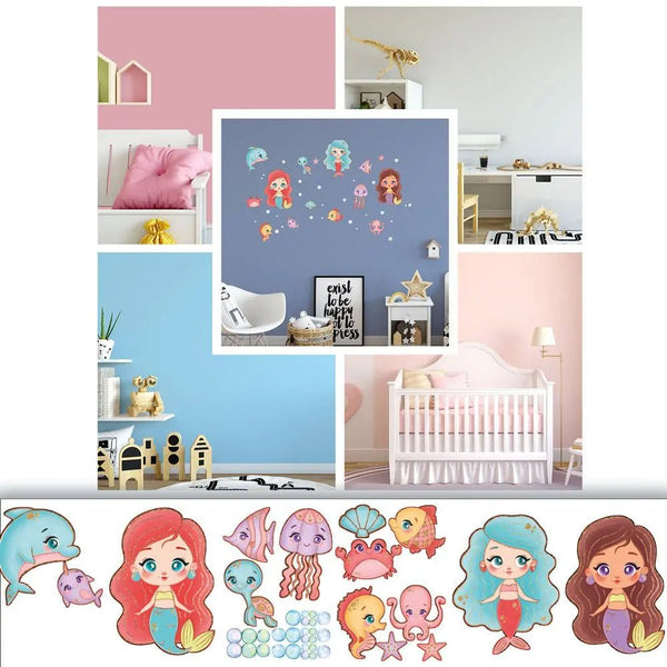 Wandtattoo Meerjungfrau Kinderzimmer – Unterwasserwelt Sticker Set für Mädchenzimmer - Sunnywall - Individualität trifft Design
