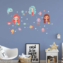 Wandtattoo Meerjungfrau Kinderzimmer – Unterwasserwelt Sticker Set für Mädchenzimmer - Sunnywall - Individualität trifft Design