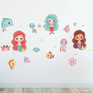 Wandtattoo Meerjungfrau Kinderzimmer – Unterwasserwelt Sticker Set für Mädchenzimmer - Sunnywall - Individualität trifft Design