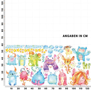 Wandtattoo Monster Kinderzimmer – bunte Aquarell-Monster in verrücktem Stil - Sunnywall - Individualität trifft Design
