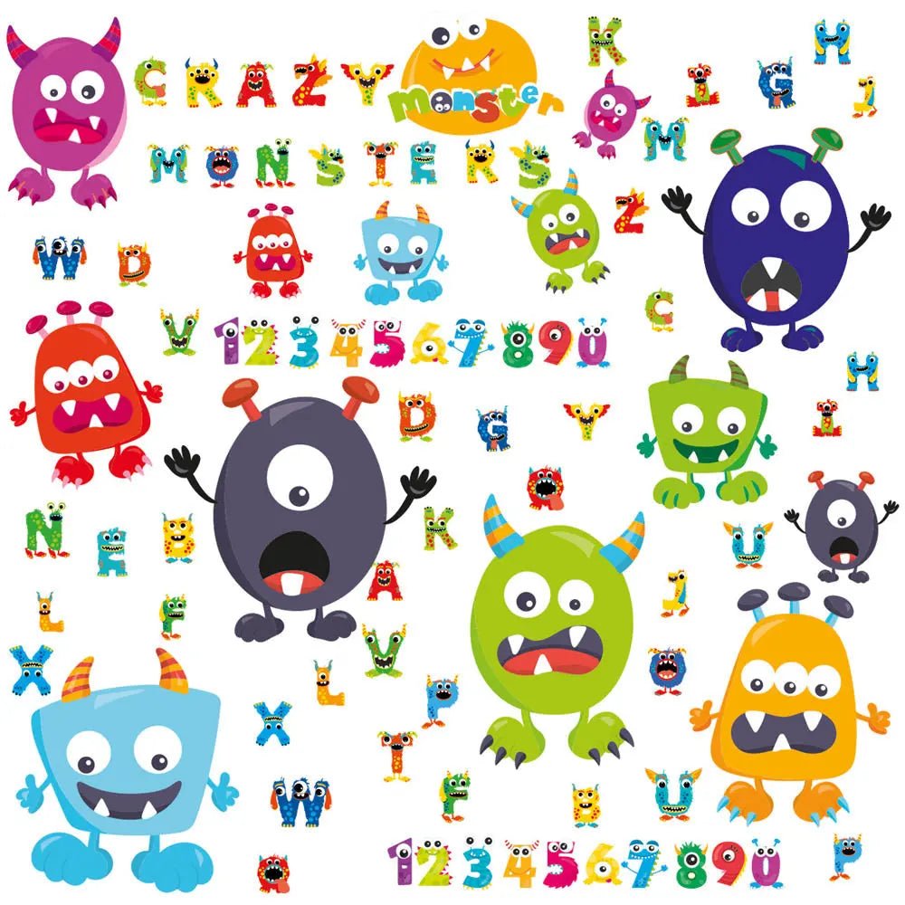 Wandtattoo Monster Kinderzimmer – XXL ABC & Zahlen Set mit bunten Figuren - Sunnywall - Individualität trifft Design