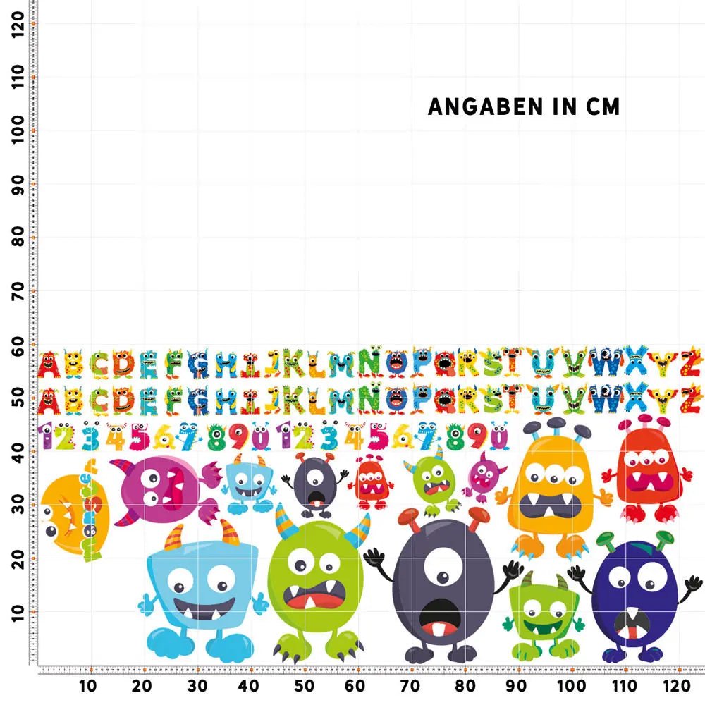 Wandtattoo Monster Kinderzimmer – XXL ABC & Zahlen Set mit bunten Figuren - Sunnywall - Individualität trifft Design