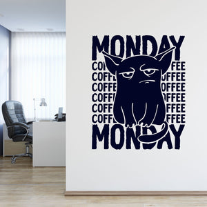 Wandtattoo Montag Kaffee Katze lustiger Wandaufkleber fürs Büro - Sunnywall - Individualität trifft Design