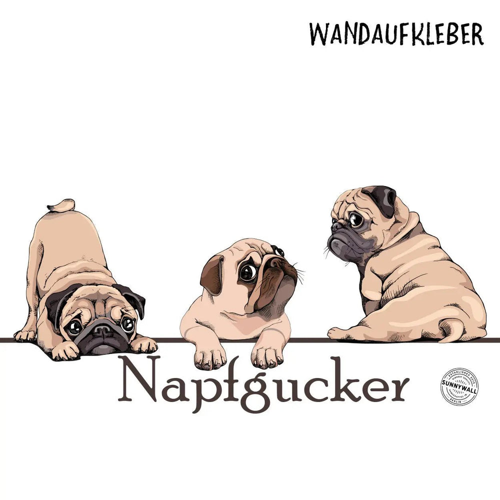 Wandtattoo Mops Napfgucker – Lustiger Hundeblick als Wandaufkleber - Sunnywall - Individualität trifft Design