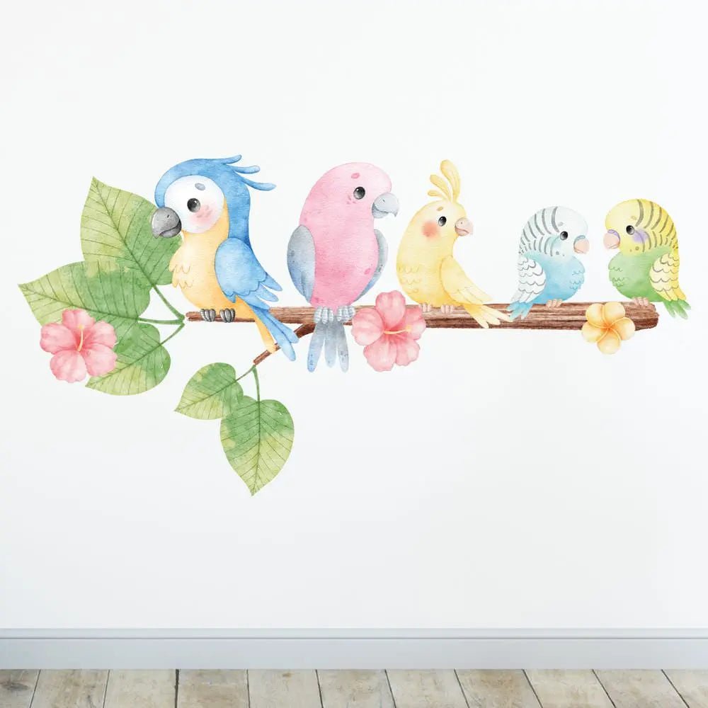 Wandtattoo Papageien Kinderzimmer Wandaufkleber Set - Sunnywall - Individualität trifft Design
