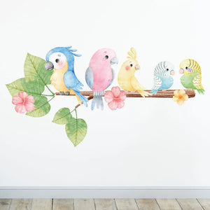 Wandtattoo Papageien Kinderzimmer Wandaufkleber Set - Sunnywall - Individualität trifft Design