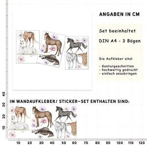Wandtattoo Pferde Kinderzimmer Wandaufkleber Set – Pferdemotive für Mädchenzimmer - Sunnywall - Individualität trifft Design