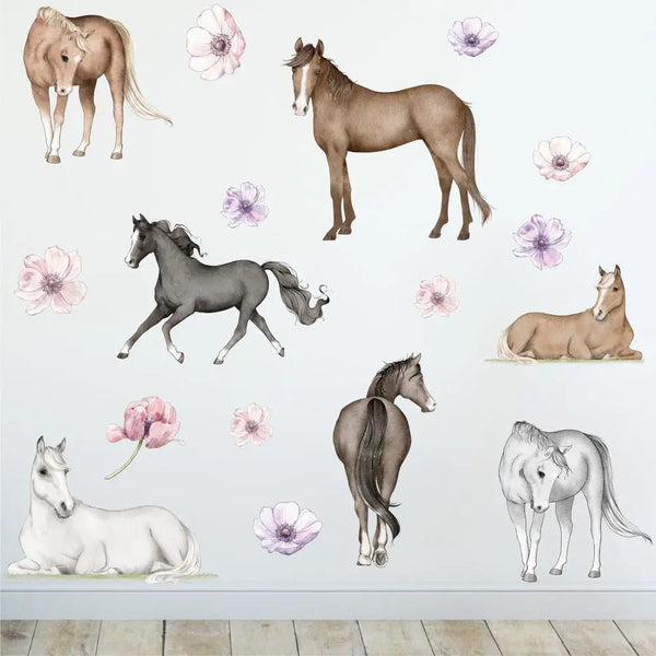Wandtattoo Pferde Kinderzimmer Wandaufkleber Set – Pferdemotive für Mädchenzimmer - Sunnywall - Individualität trifft Design