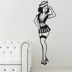 Wandtattoo Pin Up Girl Matrosin im Retro-Look – Charmanter Wandaufkleber - Sunnywall - Individualität trifft Design