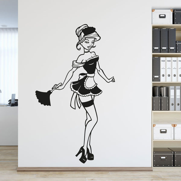 Wandtattoo Pin Up Girl Zimmermaedchen Retro Style – Verführerische Wanddeko - Sunnywall - Individualität trifft Design