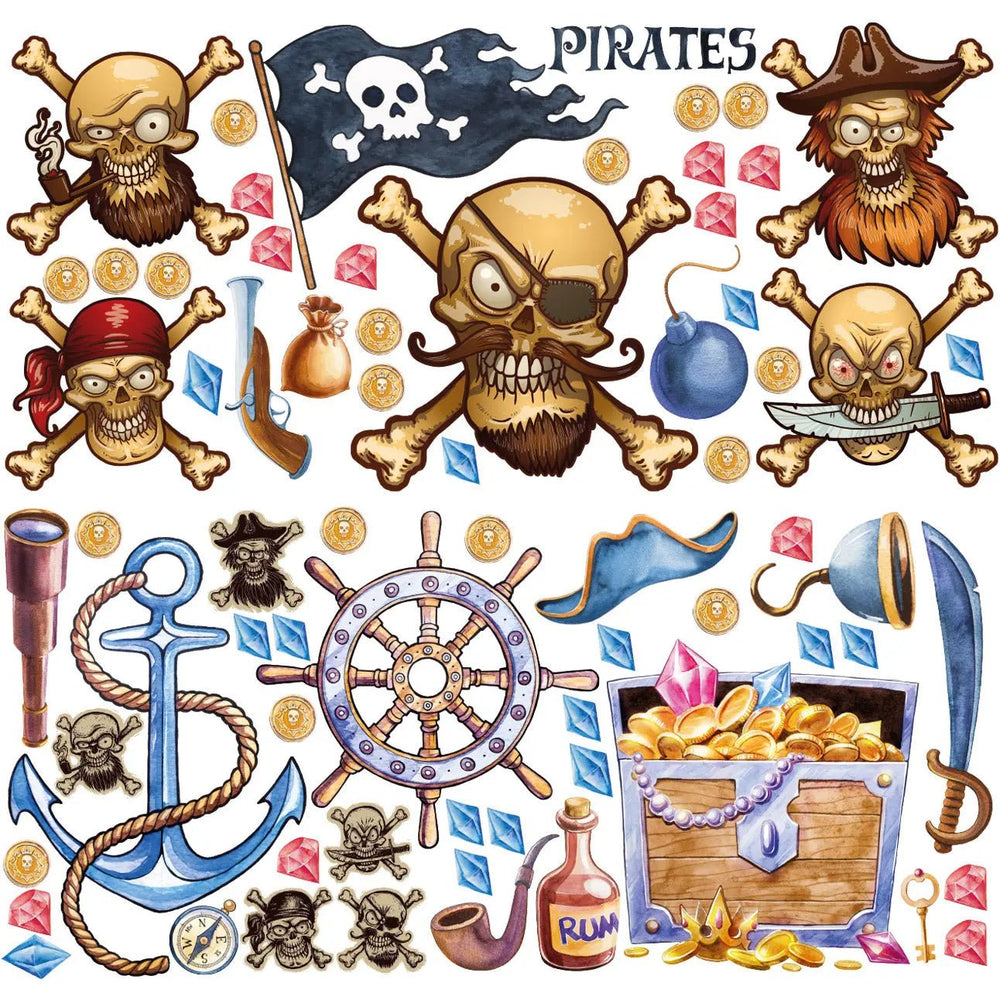 Wandtattoo Piraten XXL Set | Kinderzimmer Aufkleber bunt Wanddeko - Sunnywall - Individualität trifft Design