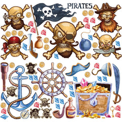 Wandtattoo Piraten XXL Set | Kinderzimmer Aufkleber bunt Wanddeko - Sunnywall - Individualität trifft Design