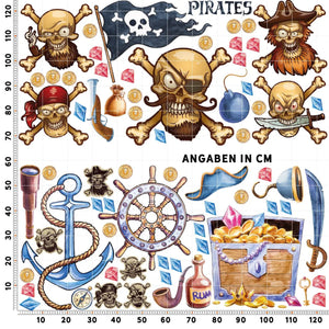 Wandtattoo Piraten XXL Set | Kinderzimmer Aufkleber bunt Wanddeko - Sunnywall - Individualität trifft Design