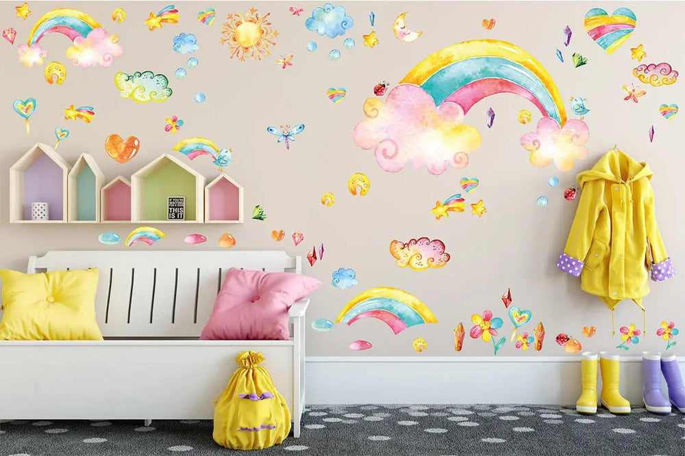Wandtattoo Regenbogen XXL Set | Kinderzimmer Aufkleber bunt Wanddeko - Sunnywall - Individualität trifft Design
