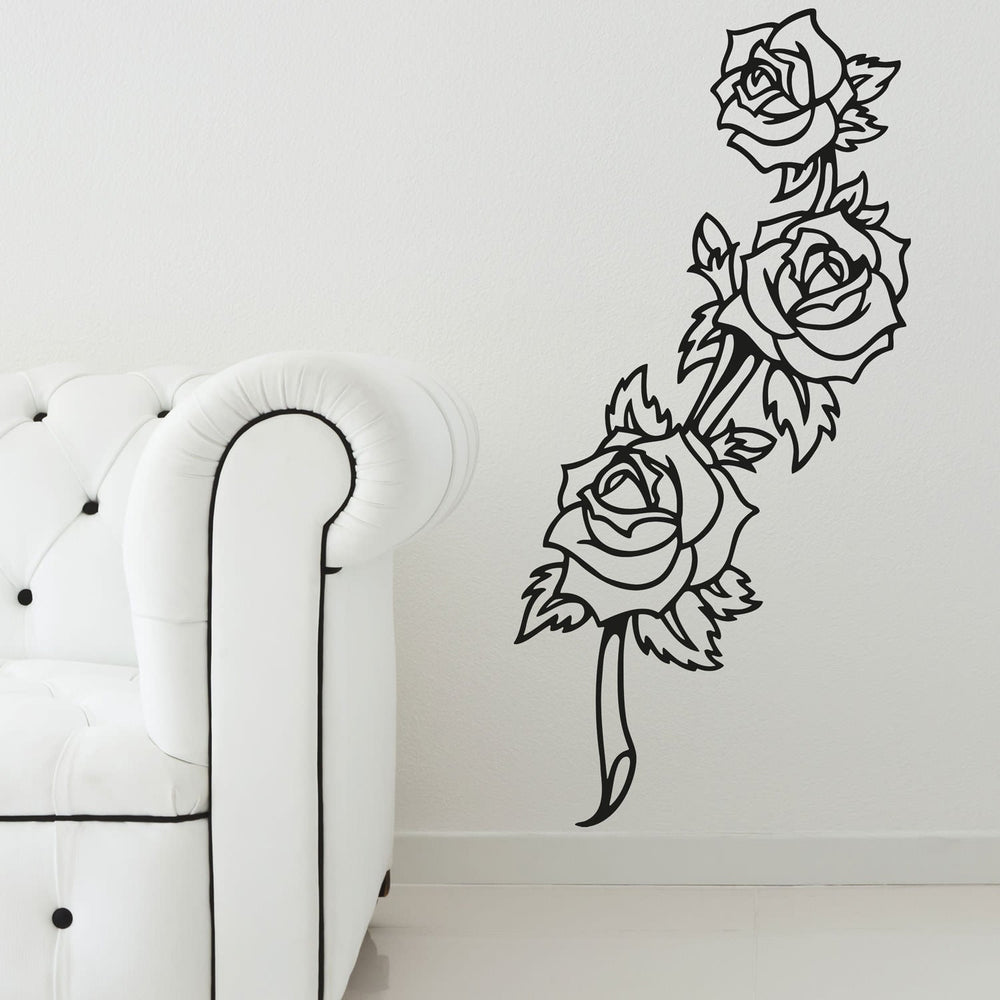 Wandtattoo Rosenranke Blume – Elegante Rankenform mit stilisierter Rose - Sunnywall - Individualität trifft Design