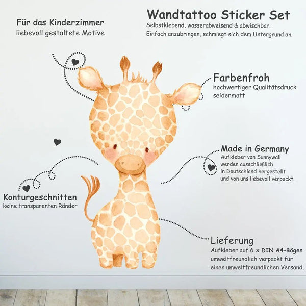 Wandtattoo Safari Kinderzimmer – Safari Babies Wandaufkleber - Sunnywall - Individualität trifft Design