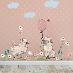 Wandtattoo Schaf Kinderzimmer – Niedliches Set mit Blumen & Wolken - Sunnywall - Individualität trifft Design