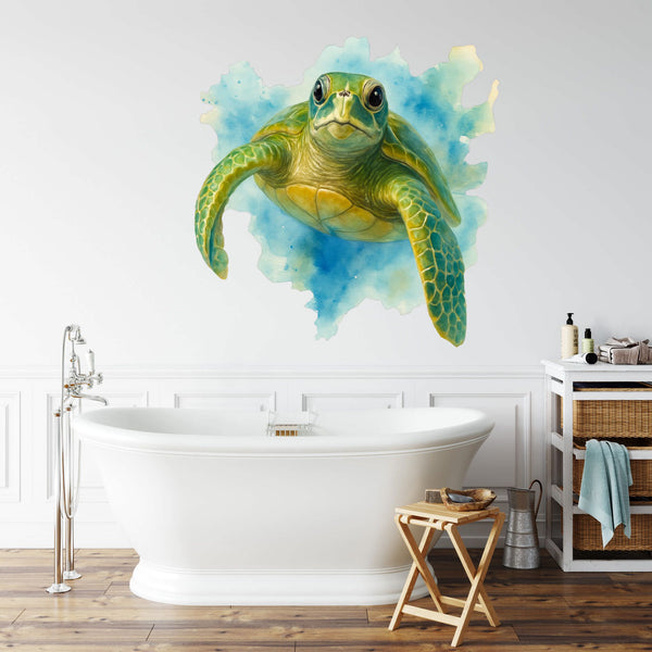 Wandtattoo Schildkröte Meer – Realistisches Aquarell-Wandbild für Wohnzimmer, Esszimmer & maritime Dekoration - Sunnywall - Individualität trifft Design