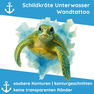 Wandtattoo Schildkröte Meer – Realistisches Aquarell-Wandbild für Wohnzimmer, Esszimmer & maritime Dekoration - Sunnywall - Individualität trifft Design