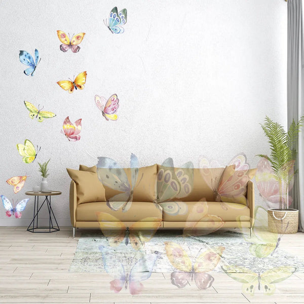 Wandtattoo Schmetterlinge Watercolor – 10er Set für farbenfrohe Wanddeko - Sunnywall - Individualität trifft Design
