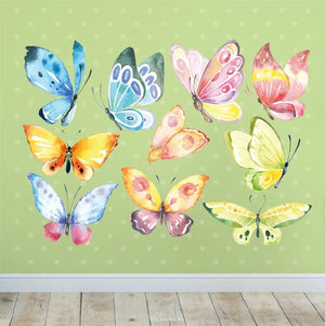 Wandtattoo Schmetterlinge Watercolor – 10er Set für farbenfrohe Wanddeko - Sunnywall - Individualität trifft Design