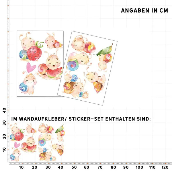 Wandtattoo Schnecke Kinderzimmer Wandaufkleber – Sunnywall Sticker Set - Sunnywall - Individualität trifft Design