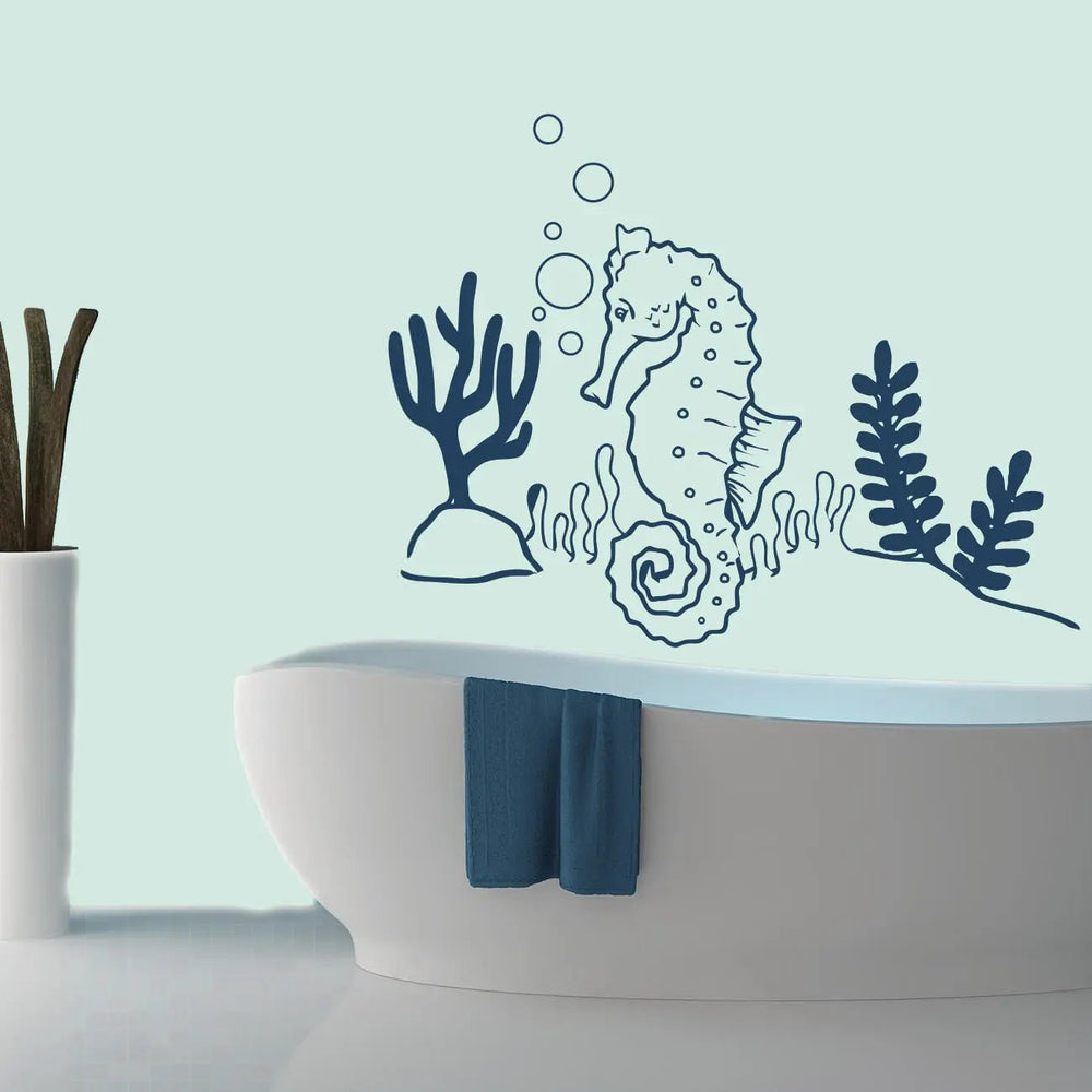 Wandtattoo Seepferd – Maritimes Motiv für Bad & Wohnbereiche - Sunnywall - Individualität trifft Design
