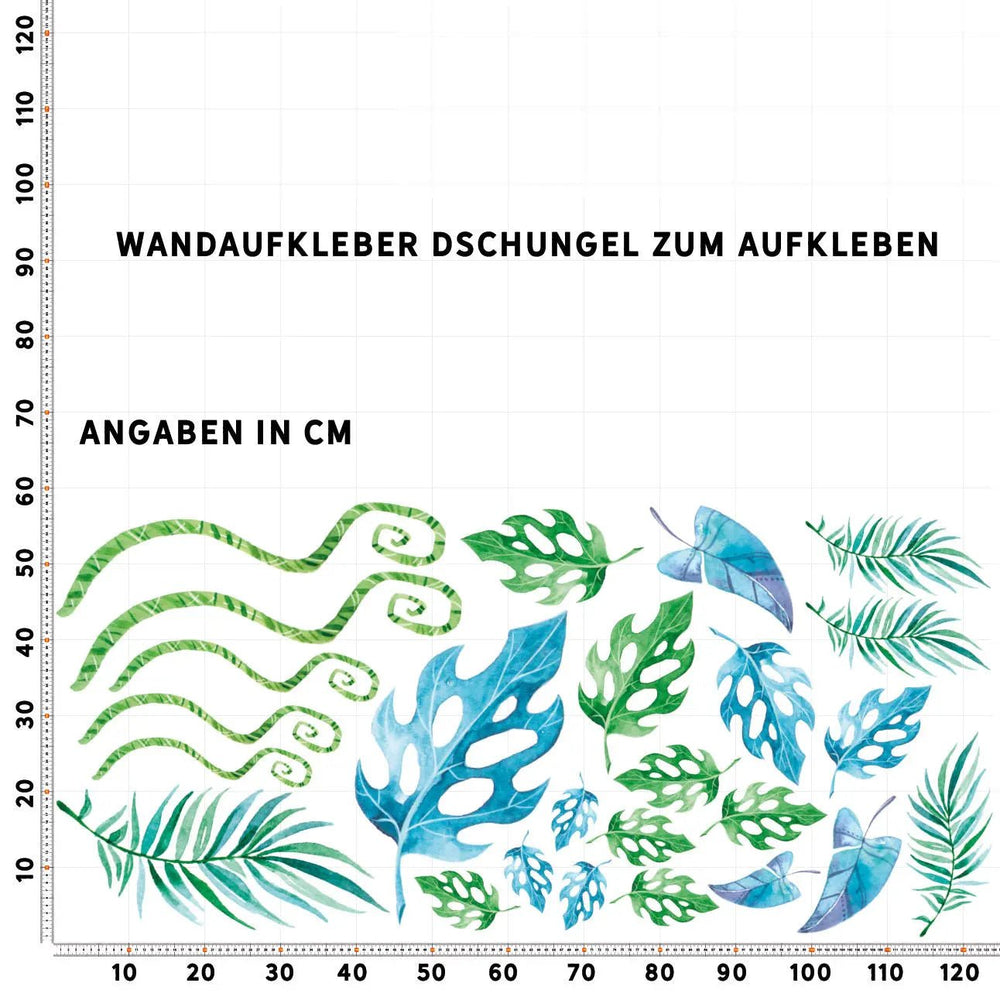 Wandtattoo Set Dschungel Tropische Pflanzen Ranken - Kinderzimmer Aufkleber bunt Wanddeko - Sunnywall - Individualität trifft Design