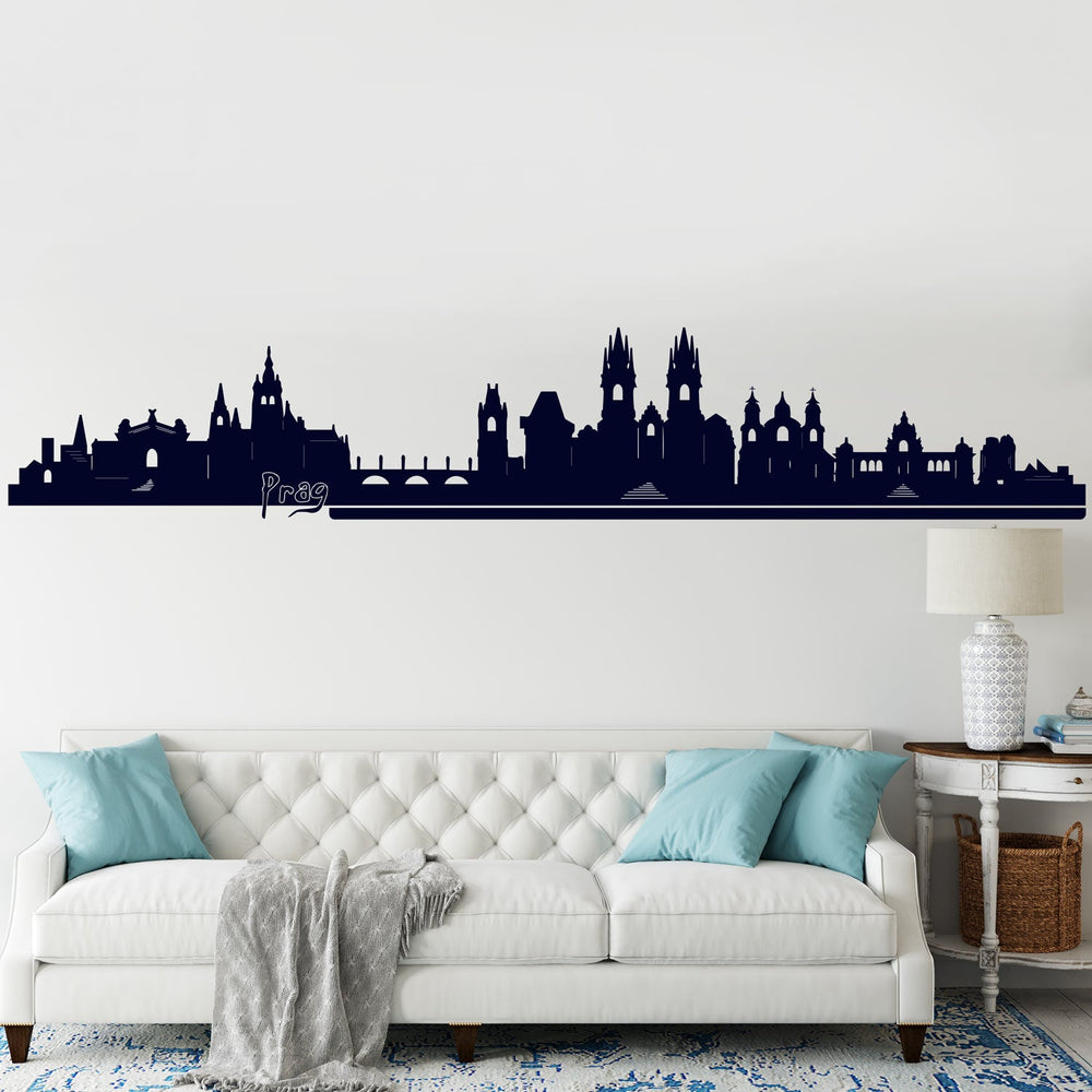 Wandtattoo Skyline Prag – Detailreiche Stadtsilhouette für moderne Räume - Sunnywall - Individualität trifft Design