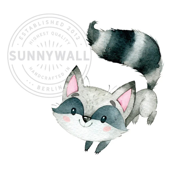 Wandtattoo - Springender Waschbär für Kinderzimmer - Sunnywall - Individualität trifft Design
