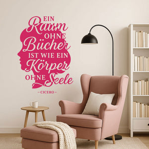 Wandtattoo Spruch Bücher – Cicero Zitat mit Kopf-Silhouette - Sunnywall - Individualität trifft Design