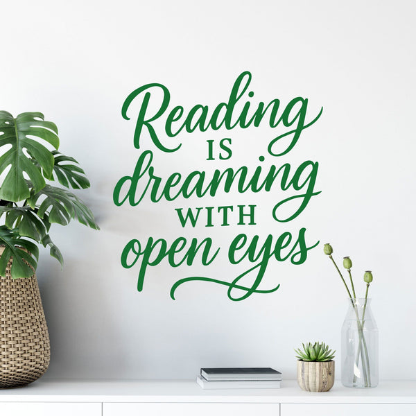 Wandtattoo Spruch Bücher Englisch – „Reading is dreaming with open eyes“ - Sunnywall - Individualität trifft Design