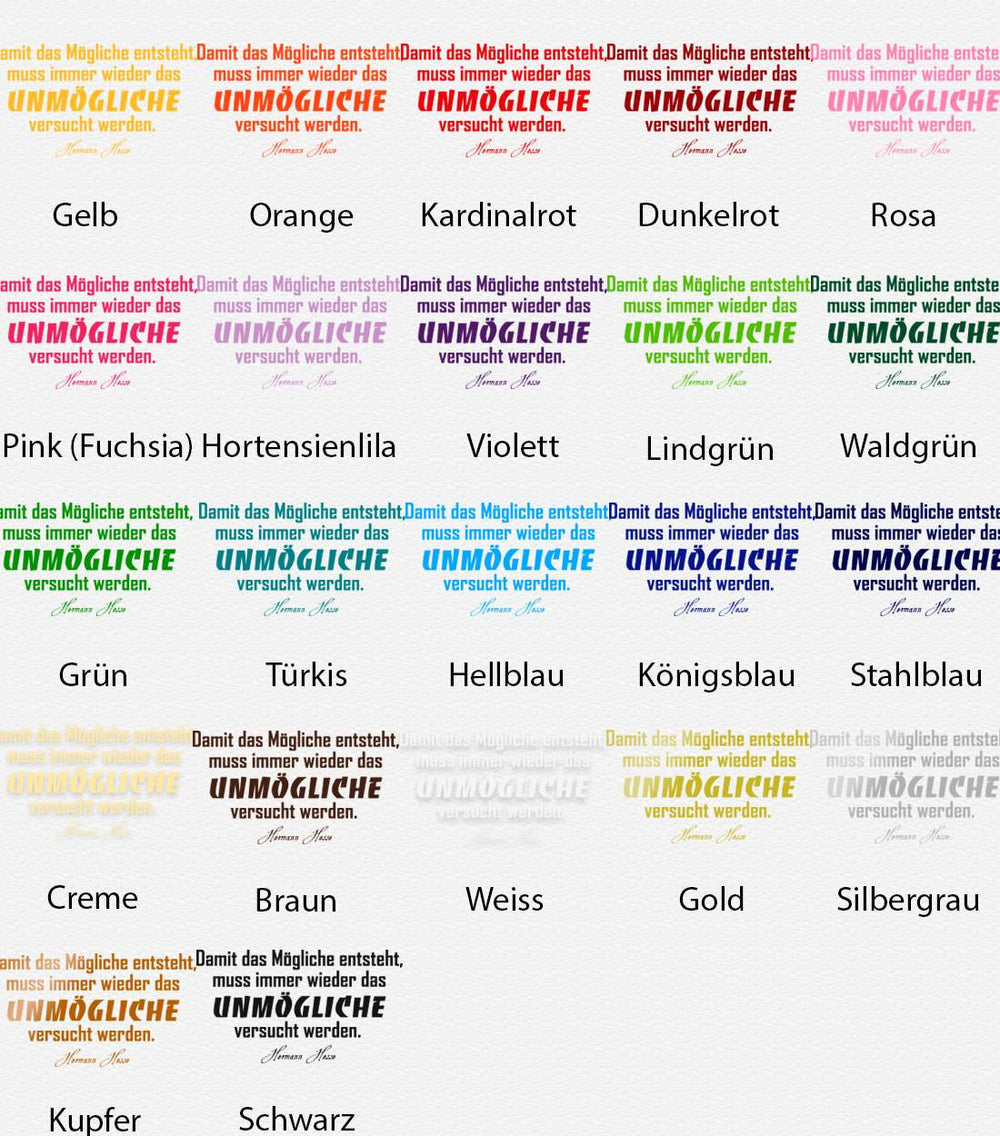 Wandtattoo Spruch - Damit das Mögliche entsteht, muss immer wieder das Unmögliche versucht werden - Herrmann Hesse | Inspirierender Wandaufkleber Wandspruch - Sunnywall - Individualität trifft Design