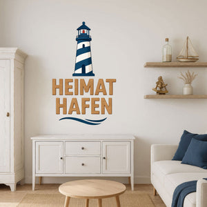 Wandtattoo Spruch Heimathafen – Maritime Deko mit Leuchtturm & Schriftzug für Wohnzimmer, Flur & Eingangsbereich - Sunnywall - Individualität trifft Design